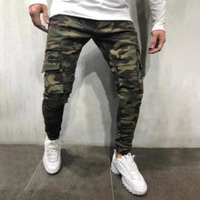 Load image into Gallery viewer, Army Green Camouflage Slim Long Jeans
