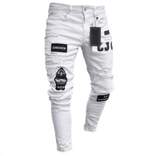 Load image into Gallery viewer, Stretchy Ripped Skinny Biker Embroidery Print Jeans