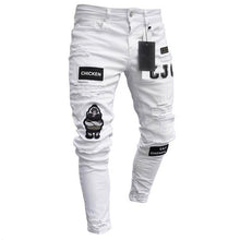 Load image into Gallery viewer, Stretchy Ripped Skinny Biker Embroidery Print Jeans