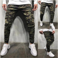 Load image into Gallery viewer, Army Green Camouflage Slim Long Jeans
