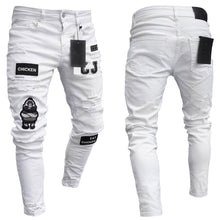 Load image into Gallery viewer, Stretchy Ripped Skinny Biker Embroidery Print Jeans
