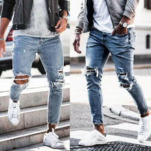 Load image into Gallery viewer, men Destroyed Ripped Jeans
